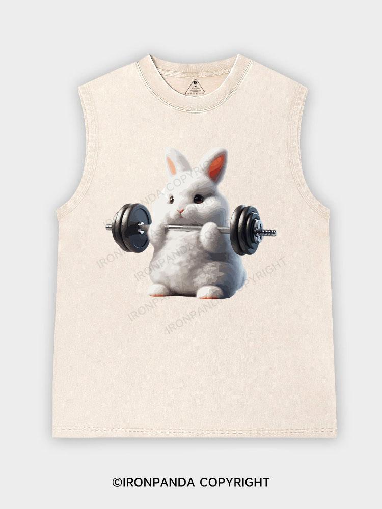 Rabbit weightlifting Washed Tank