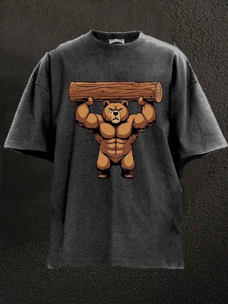 bear lift heavy Washed Gym Shirt