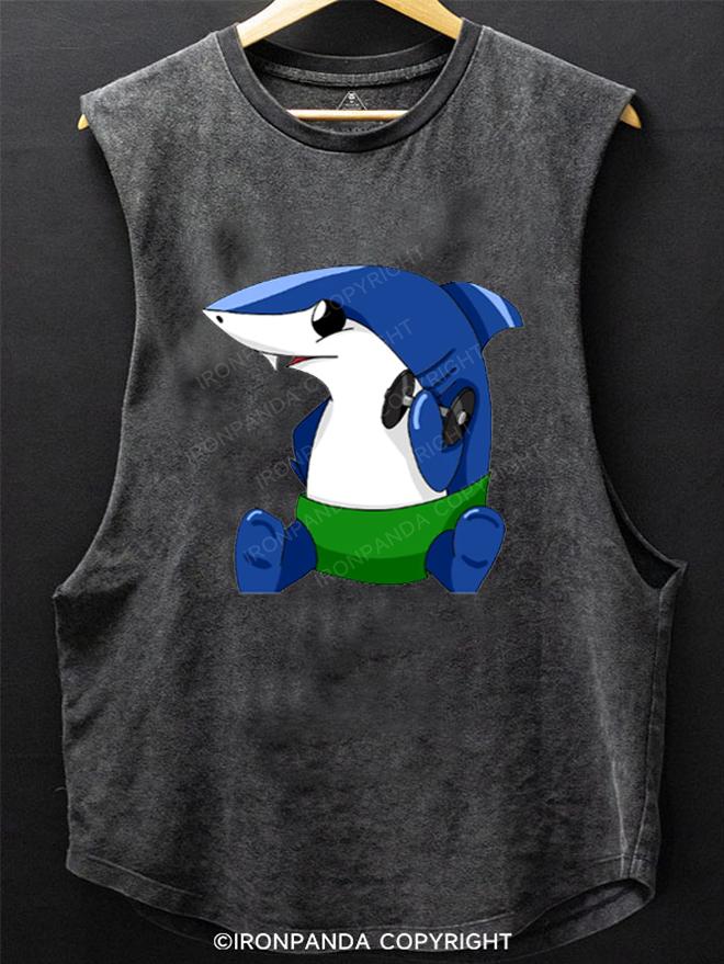 Baby Hai does sports with a dumbbell SCOOP BOTTOM COTTON TANK