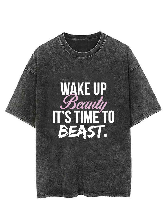 Wake Up Beauty It's Time To Beast Vintage Gym Shirt