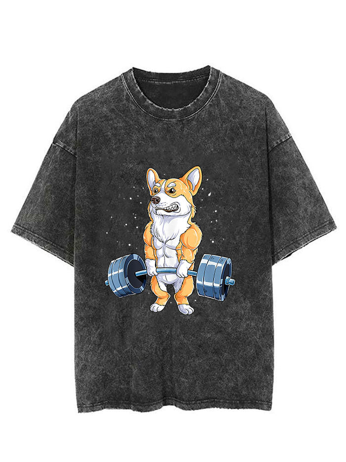 Corgi Weightlifting Vintage Gym Shirt