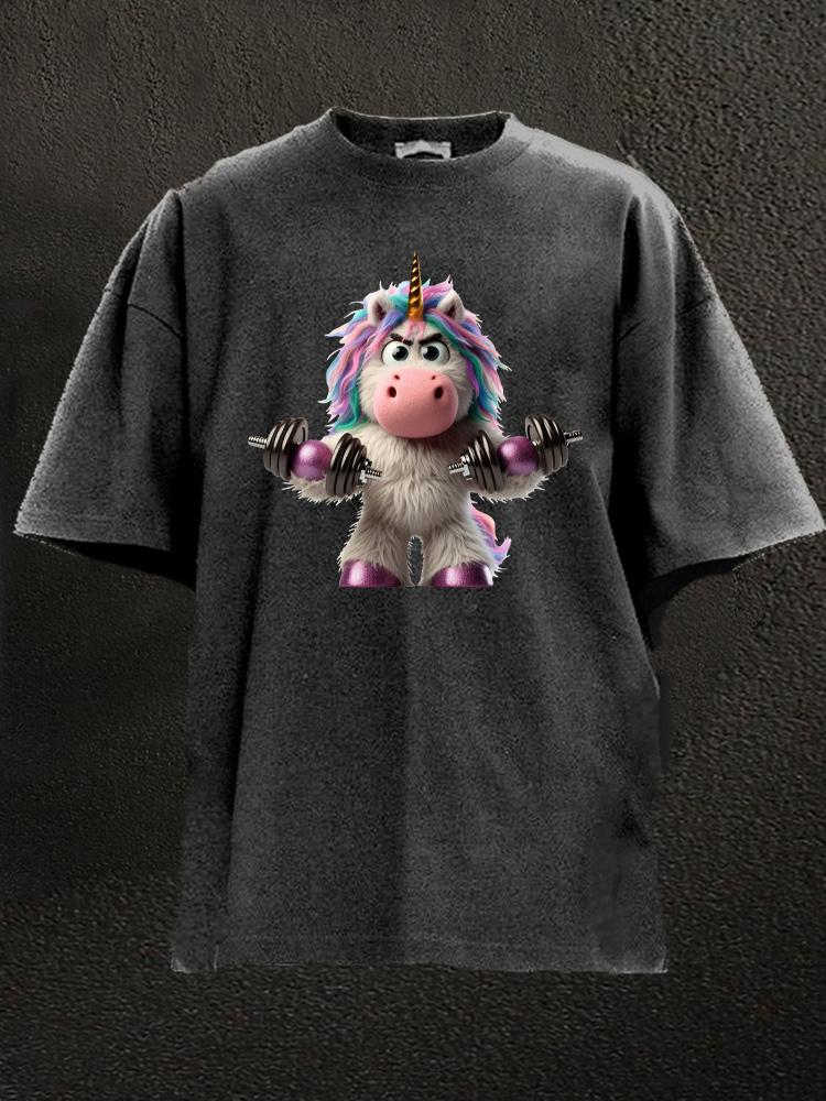 Unicorn Weightlifting Washed Gym Shirt