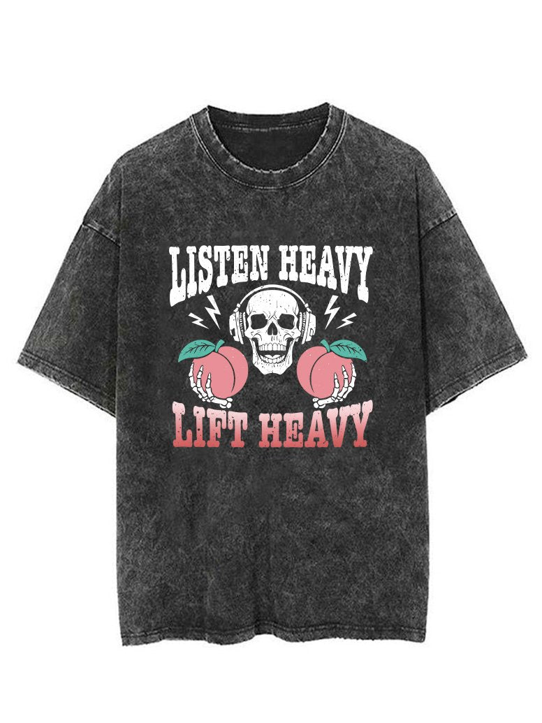 LISTEN HEAVY LIFT HEAVY  VINTAGE GYM SHIRT