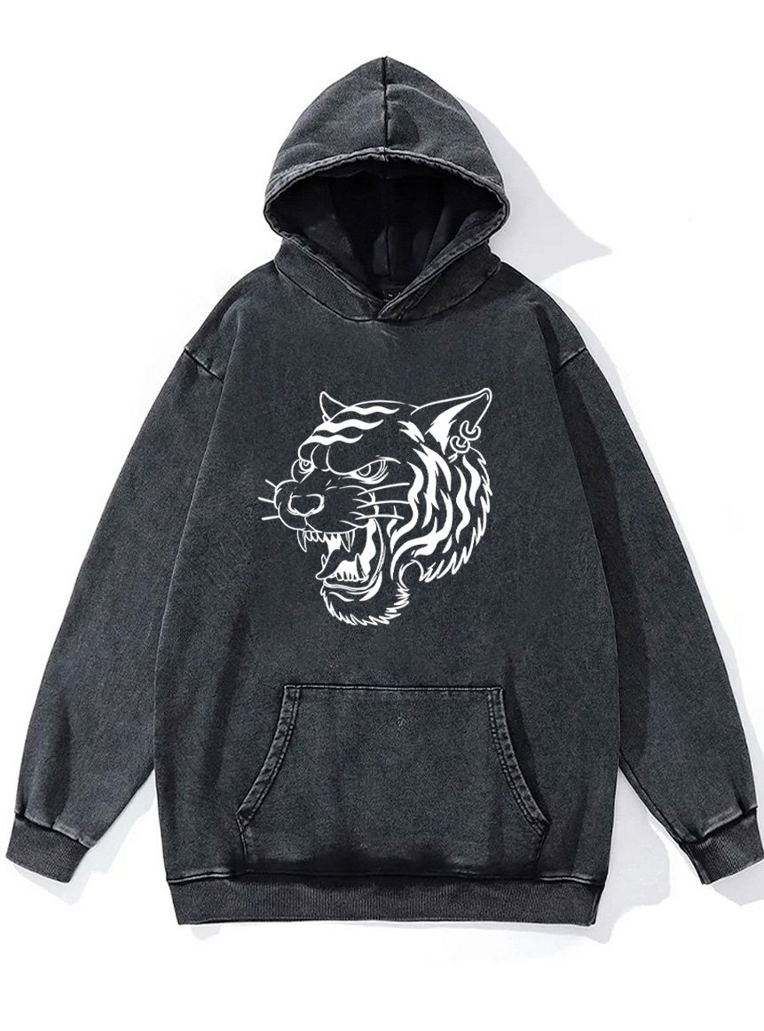 tiger head Washed Gym Hoodie