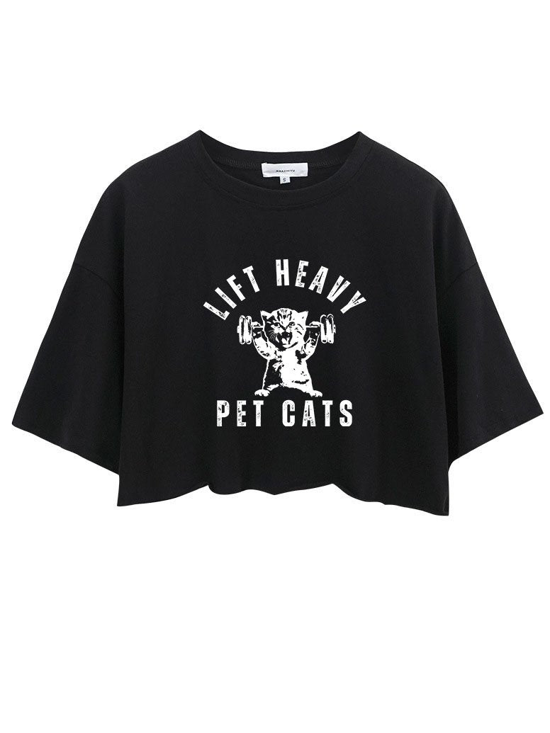 LIFT HEAVY PET CAT Crop Tops