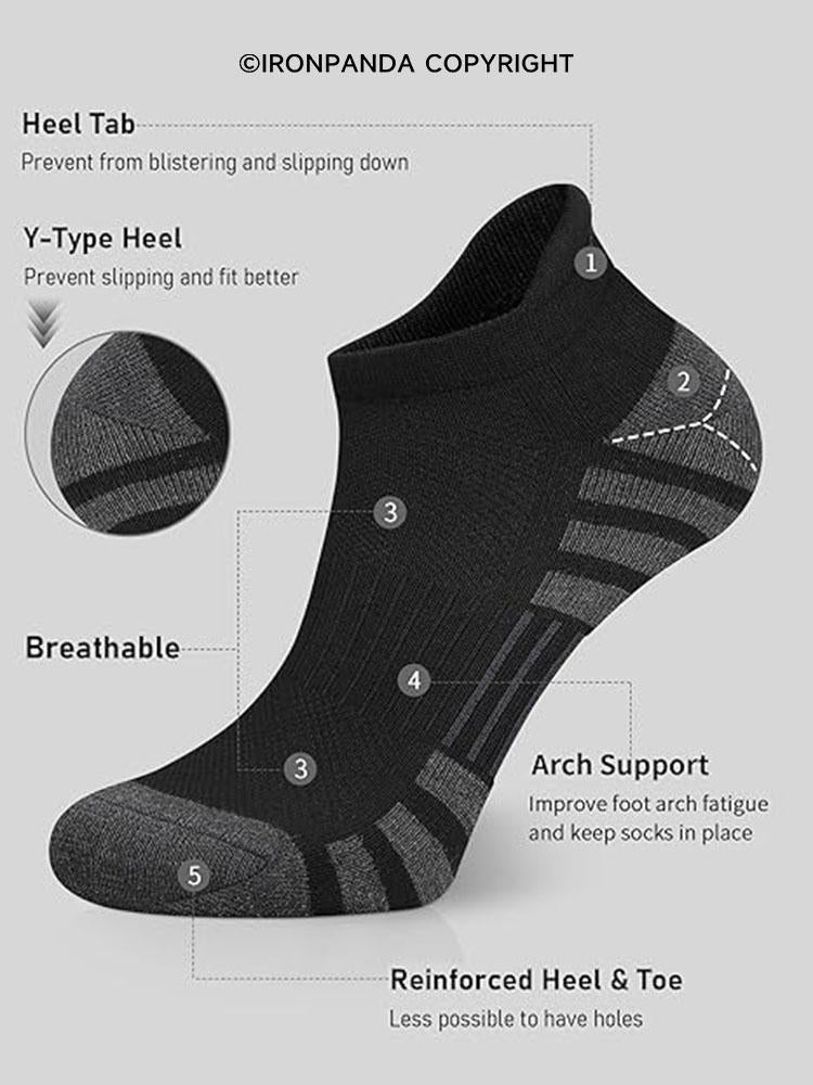 IronPanda Men's Shock Absorbing Breathable Low Top Athletic Socks