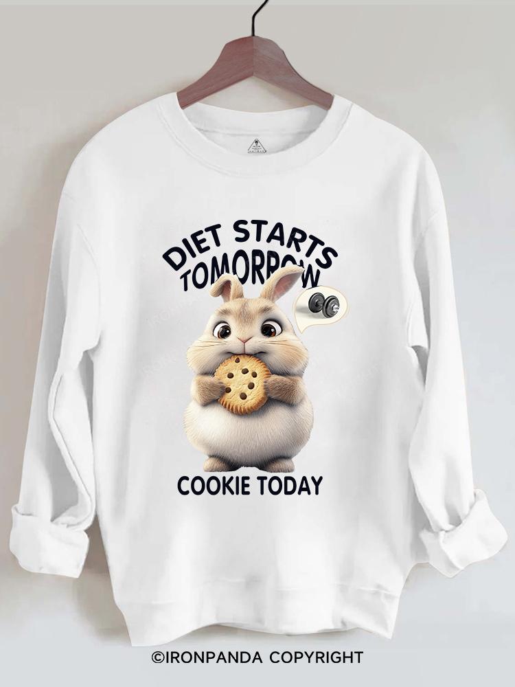 diet starts tomorrow cookie today rabbit Gym Sweatshirt