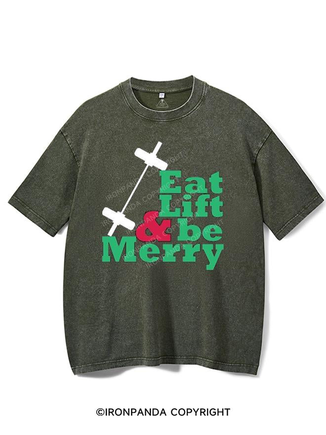 EAT LIFT & BE MERRY VINTAGE GYM SHIRT