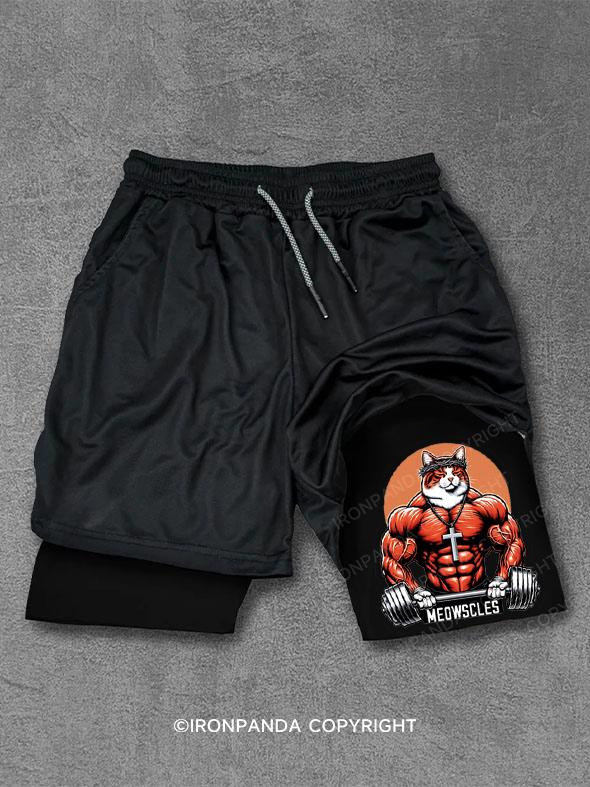 Dead Lift Meowscles Funny Cat Performance Training Shorts