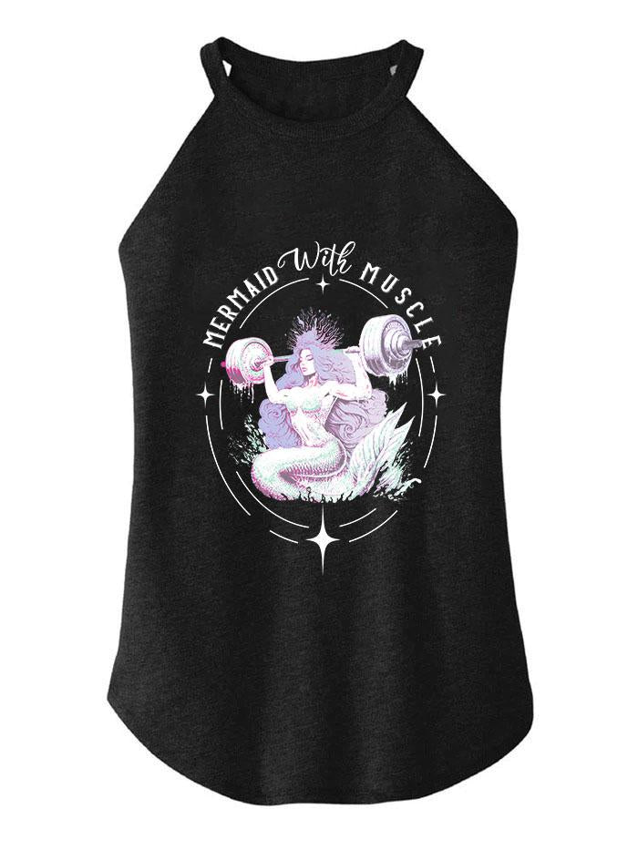 mermaid with muscle TRI ROCKER COTTON TANK