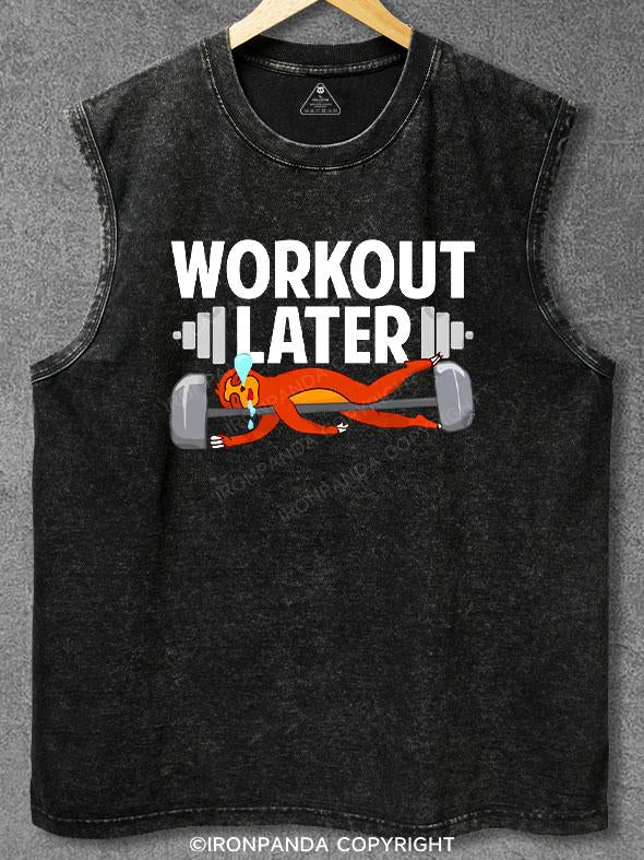 Workout Later Sloth Washed Gym Tank