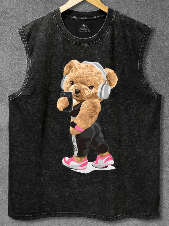 bear doll fitness selfie Washed Gym Tank