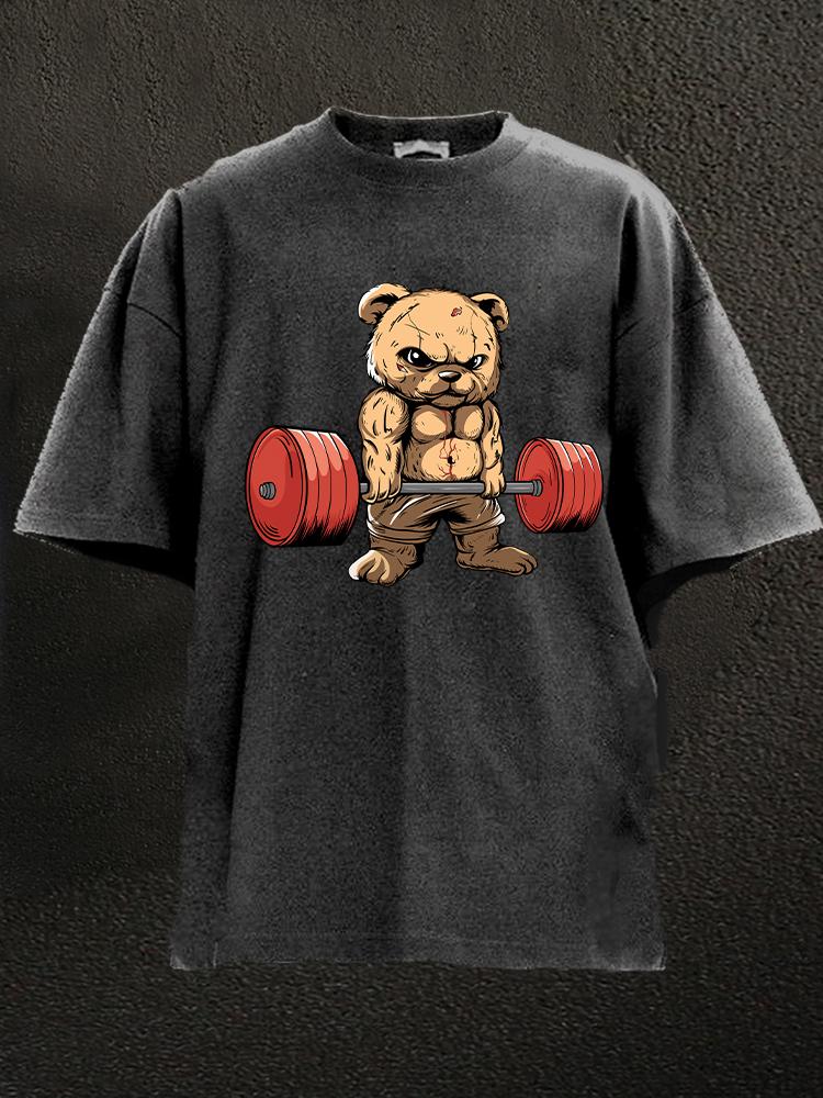 deadlift bear Washed Gym Shirt