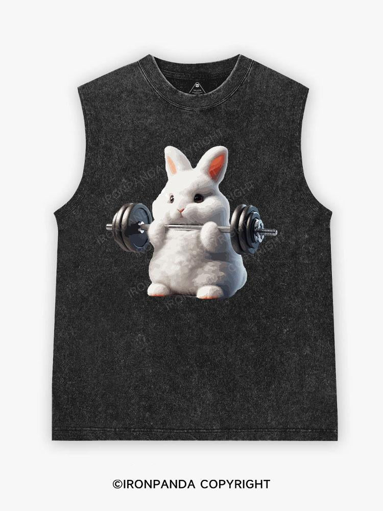 Rabbit weightlifting Washed Tank