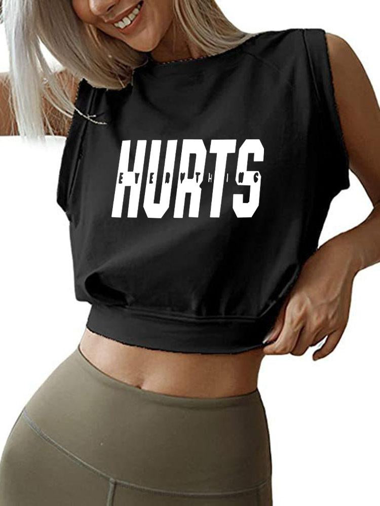 EVERYTHING HURTS SLEEVELESS CROP TOPS