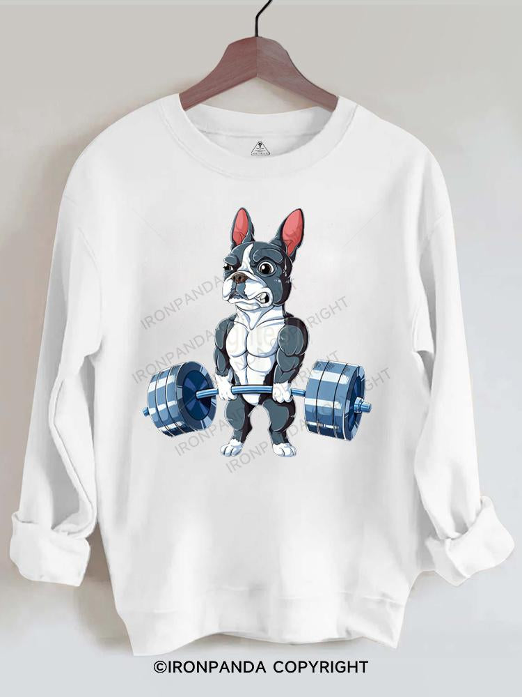 Boston Terrier Weightlifting Gym Sweatshirt