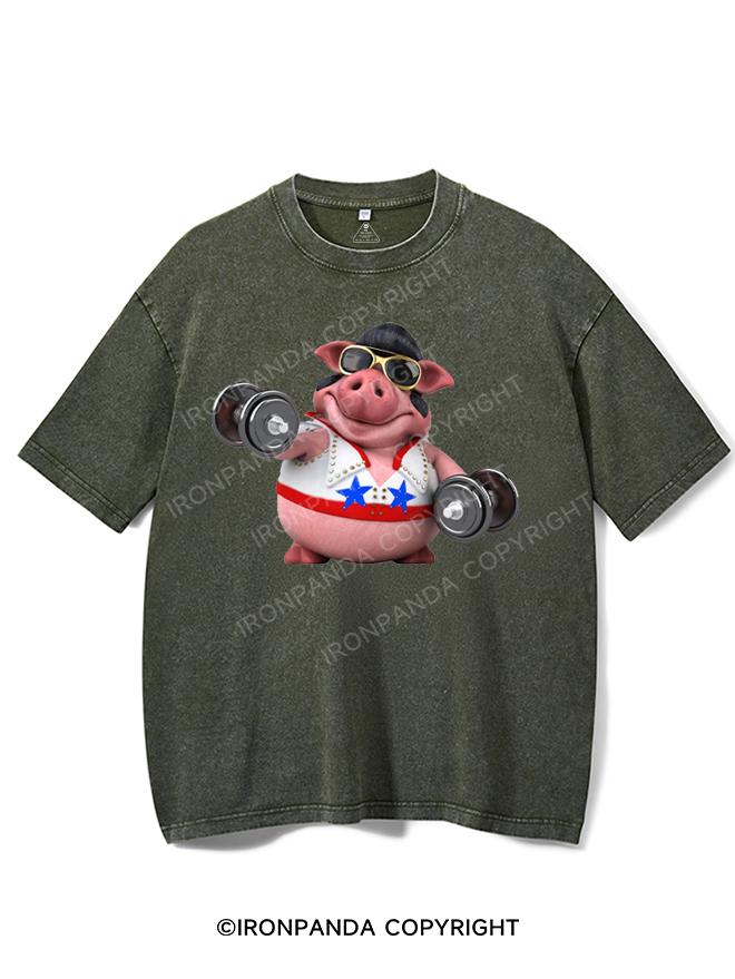 pig workout Washed Gym Shirt