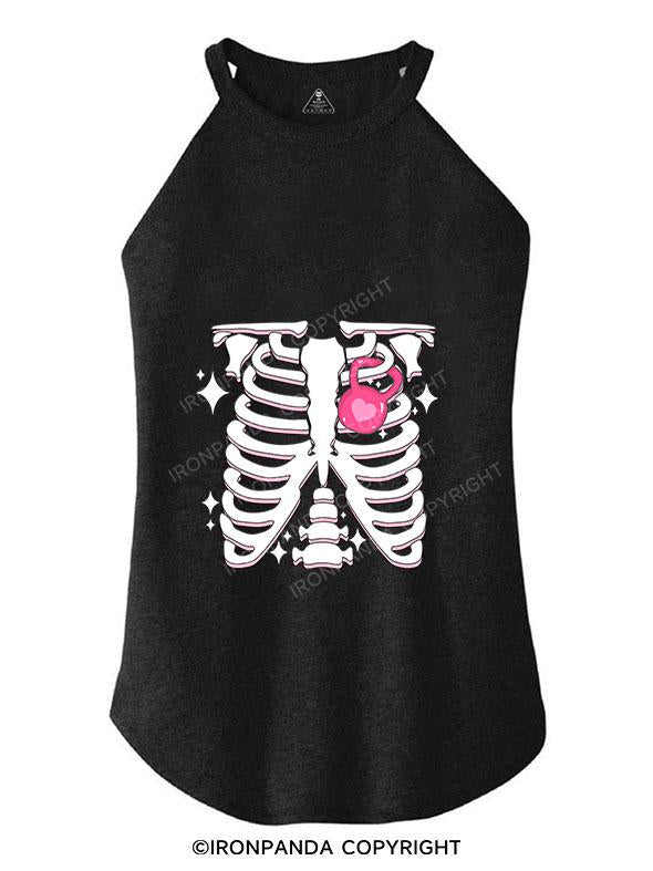 Skeleton and kettlebell TRI ROCKER COTTON TANK