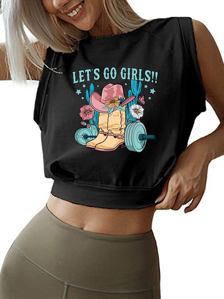 LET'S GO GIRLS SLEEVELESS CROP TOPS