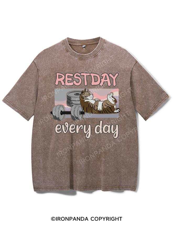 Restday everyday lazy cat for sports mufflers Washed Gym Shirt