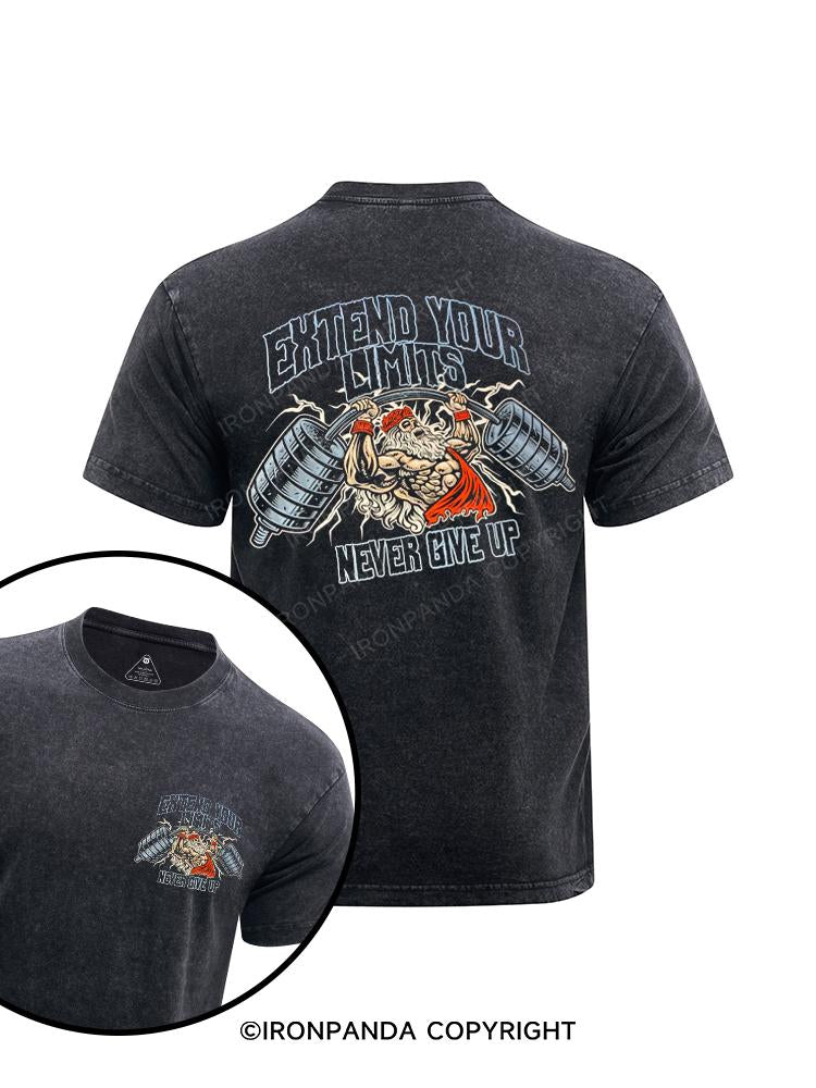 extend your limits never give up printed Washed Gym Shirt