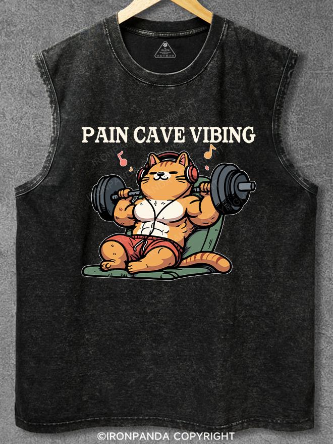 Pain cave vibing Washed Gym Tank