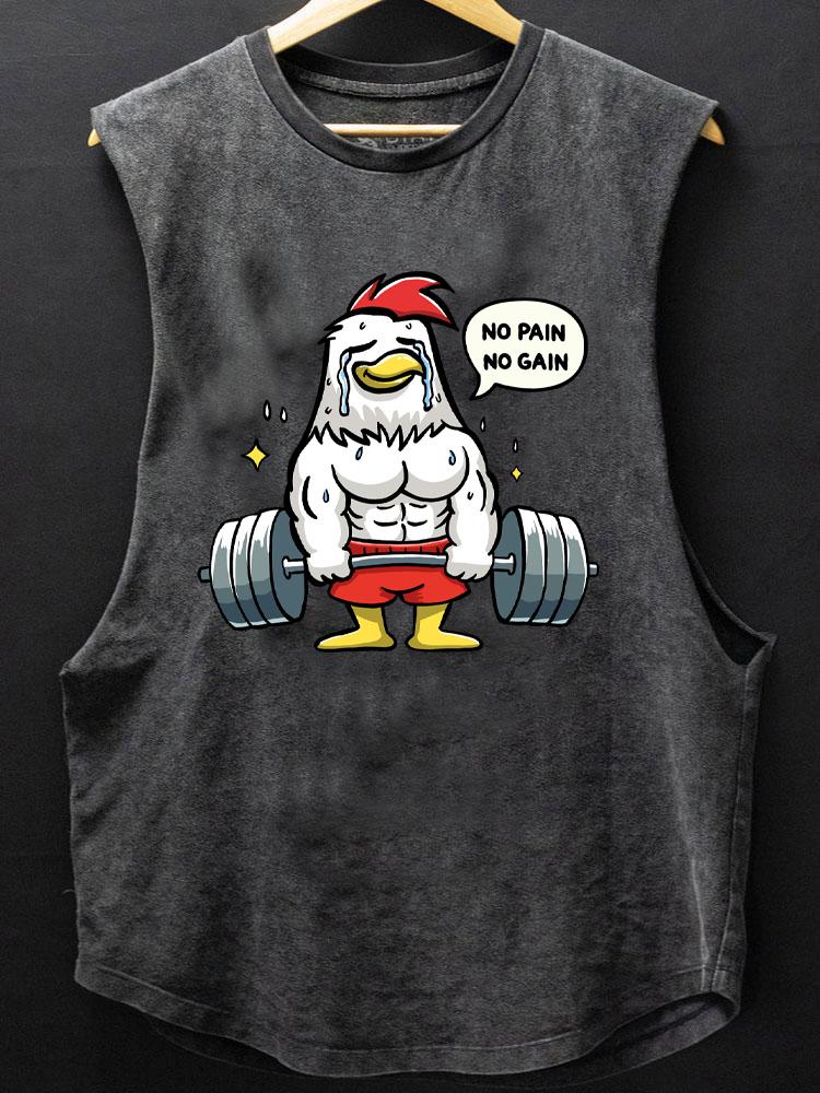 no pain no gain rooster SCOOP BOTTOM COTTON TANK