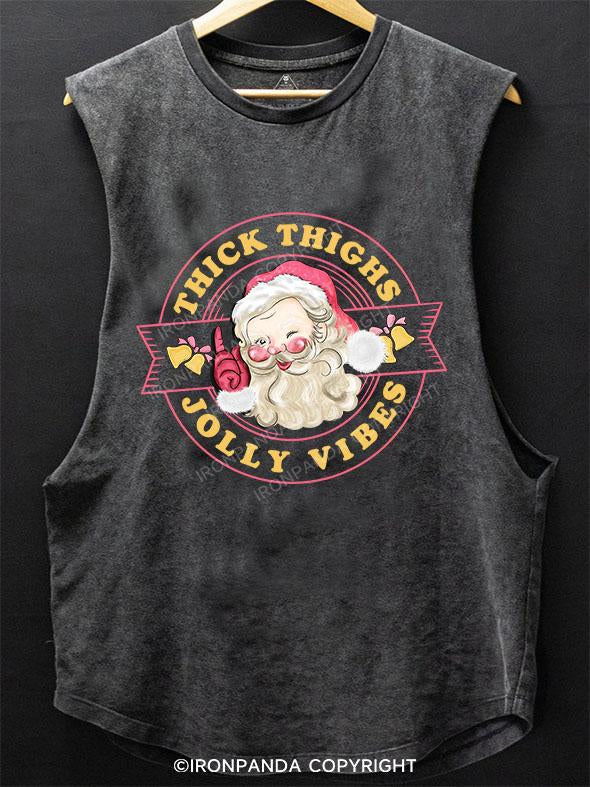 THICK THIGHS JOLLY VIBES SCOOP BOTTOM COTTON TANK