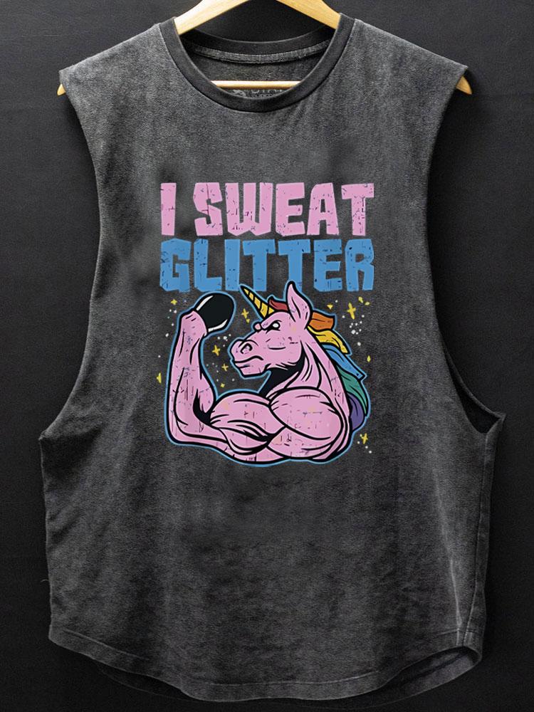 I sweat glitter SCOOP BOTTOM COTTON TANK