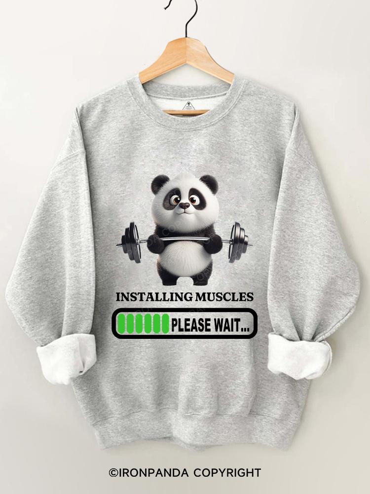 panda installing muscles Gym Sweatshirt