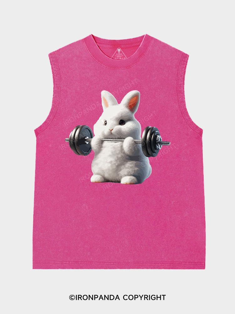 Rabbit weightlifting Washed Tank