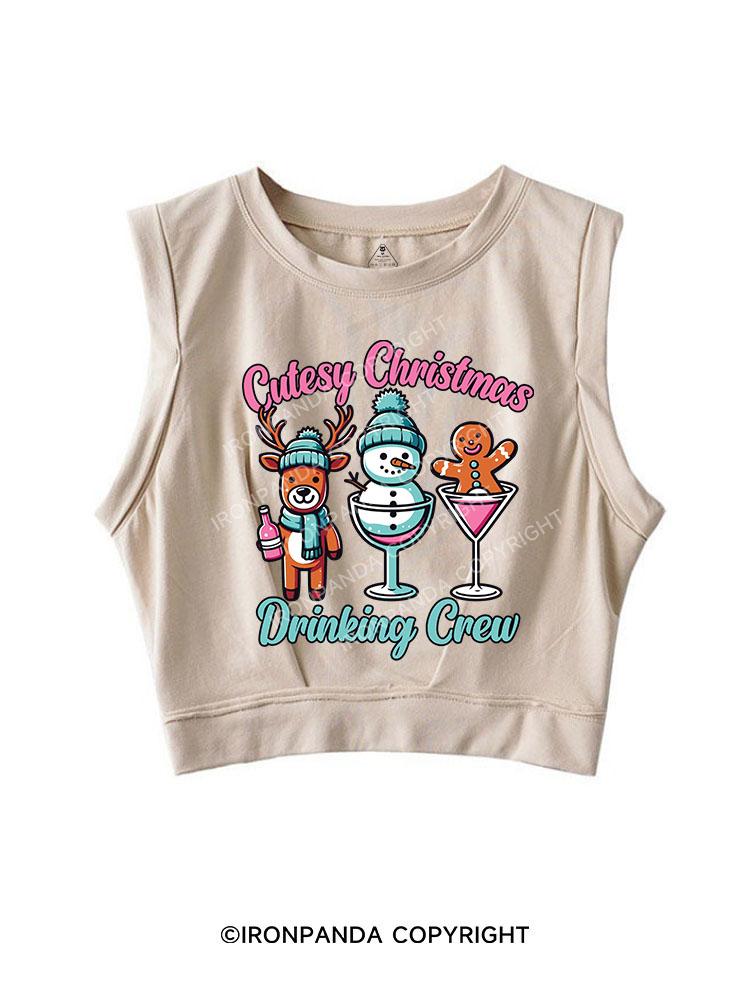 CUTESY CHRISTMAS DRINKING CREW SLEEVELESS CROP TOPS