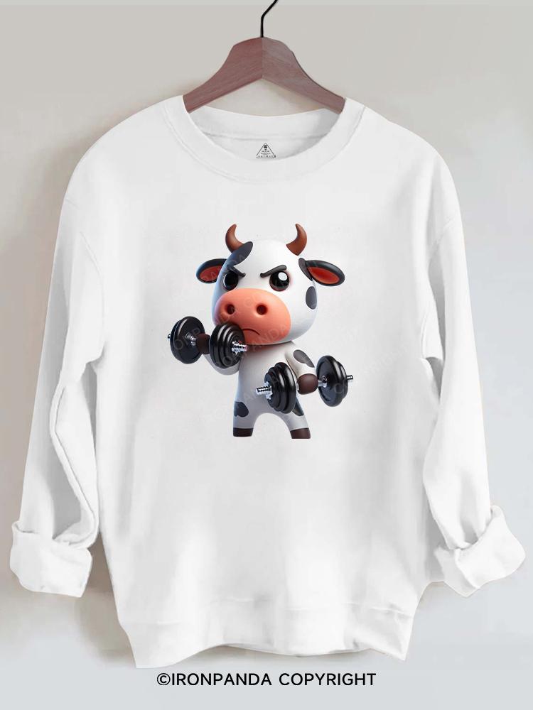 weightlifting cow Gym Sweatshirt