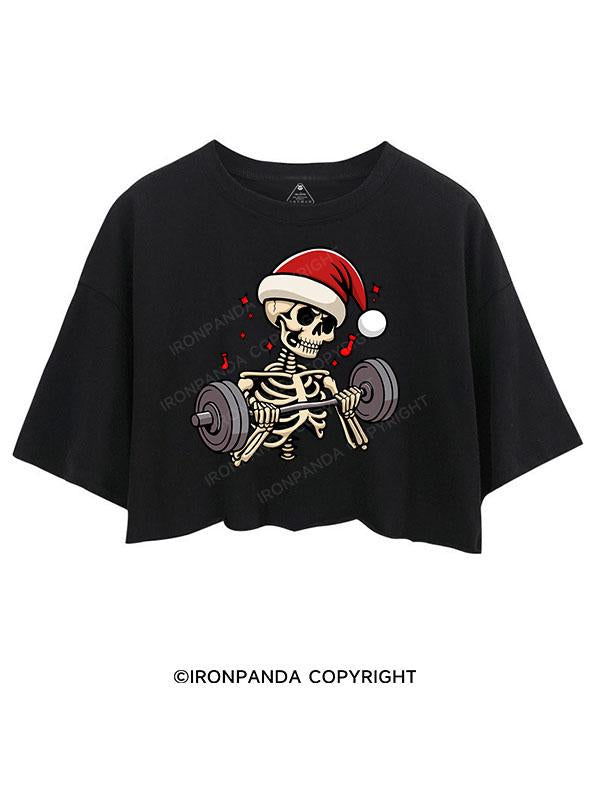 LIFTING CHRISTMAS SKULL CROP TOPS