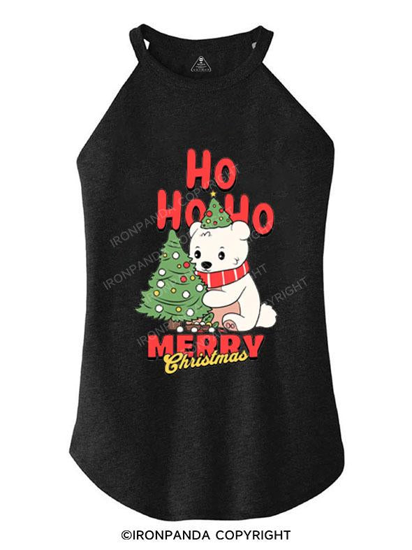 HO HO HO MERRY CHRISTMAS TRI ROCKER COTTON TANK