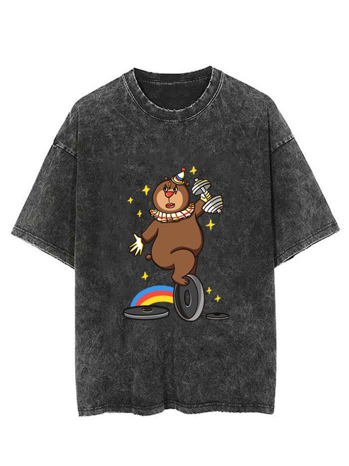 BEAR LIFTING DUMBBELLS AND RIDING A BIKE  VINTAGE GYM SHIRT