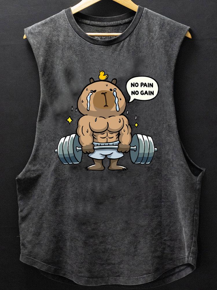 no pain no gain capybara SCOOP BOTTOM COTTON TANK