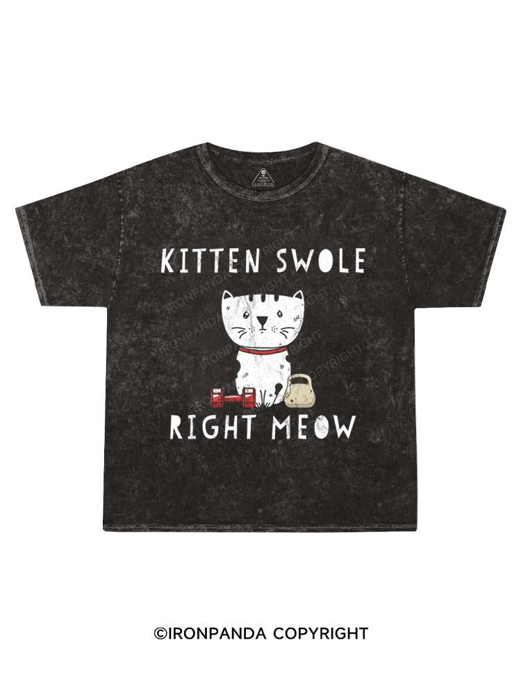 KITTEN SWOLE RIGHT MEOW Kids Washed T-Shirt