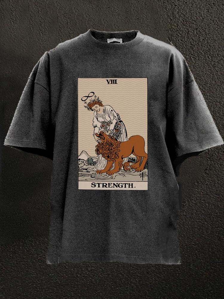 Strength Tarot Card Washed Gym Shirt