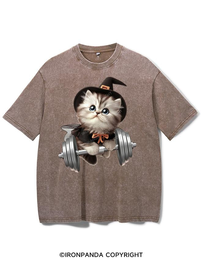 HALLOWEEN LIFTING CAT VINTAGE GYM SHIRT