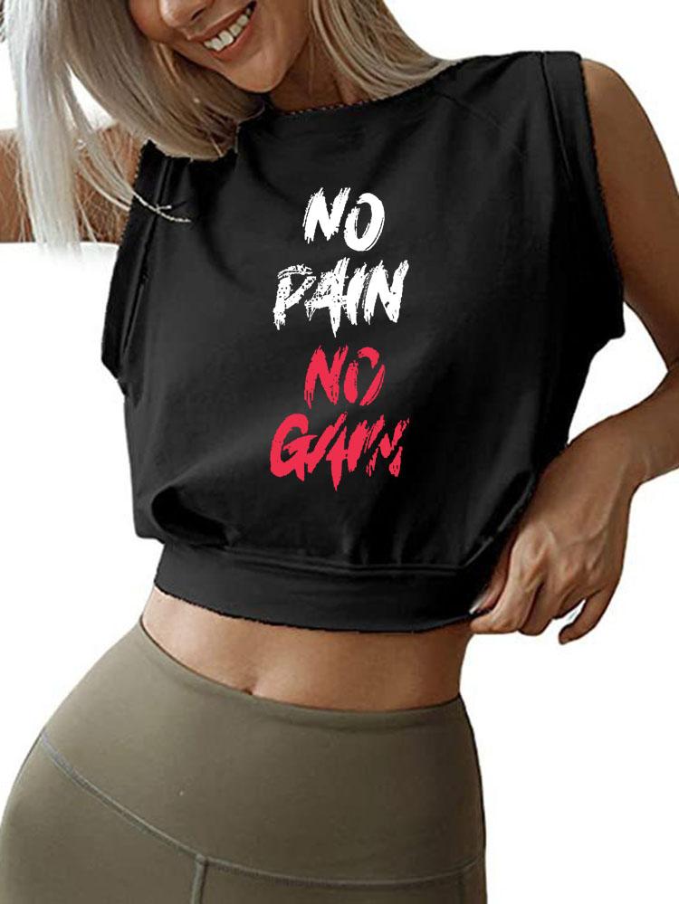 NO PAIN NO GAIN SLEEVELESS CROP TOPS