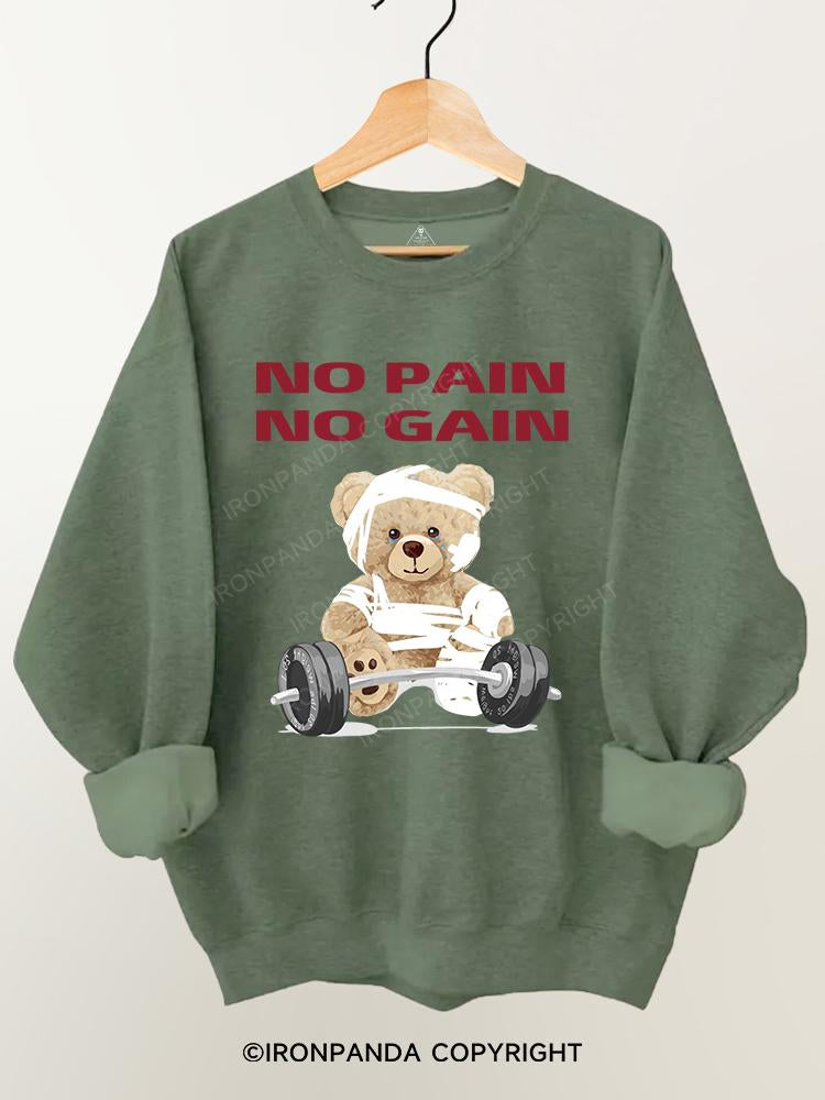 bear NO PAIN NO GAIN Gym Sweatshirt