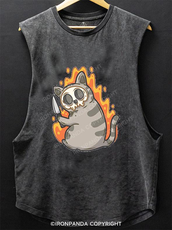 ANGRY SKELETON KITTEN KILLER SCOOP BOTTOM COTTON TANK