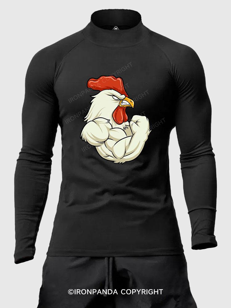 Rooster Thanksgiving Men's Fitted Mock