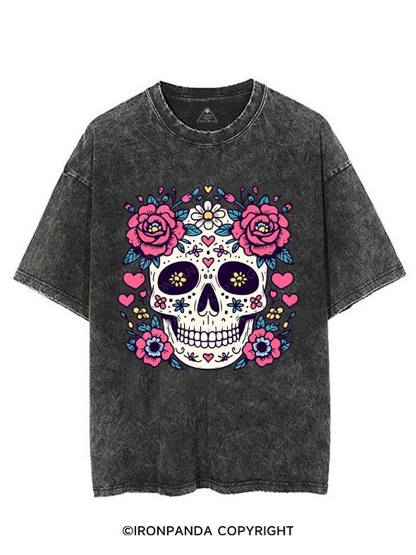 SKELETON WITH FLOWER  VINTAGE GYM SHIRT