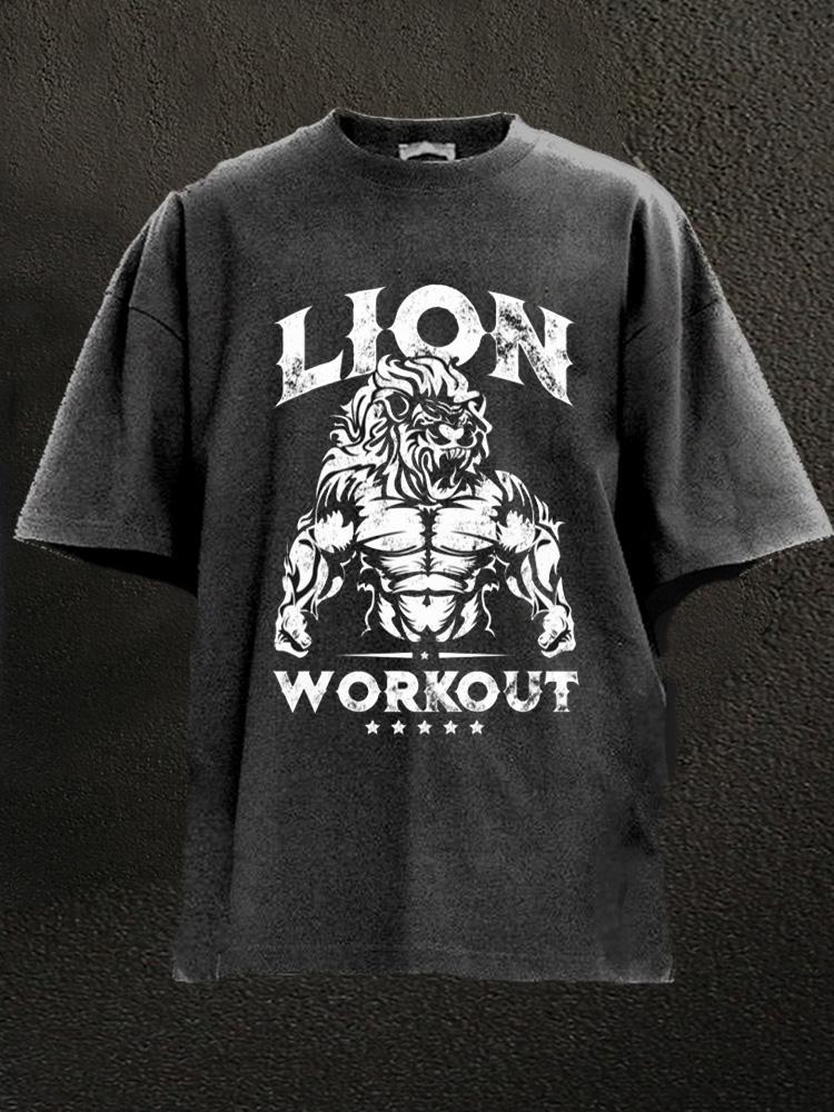 Lion Workout Washed Gym Shirt