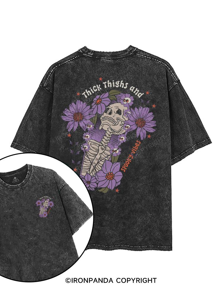 Thick Thighs & Spooky Vibes printed Gym Shirt