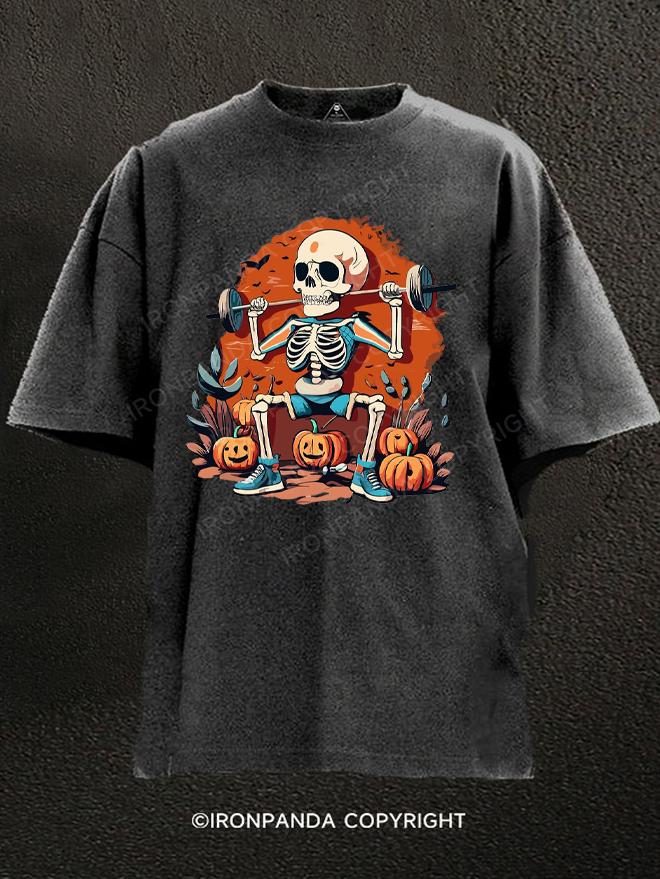 Halloween Skeleton Washed Gym Shirt