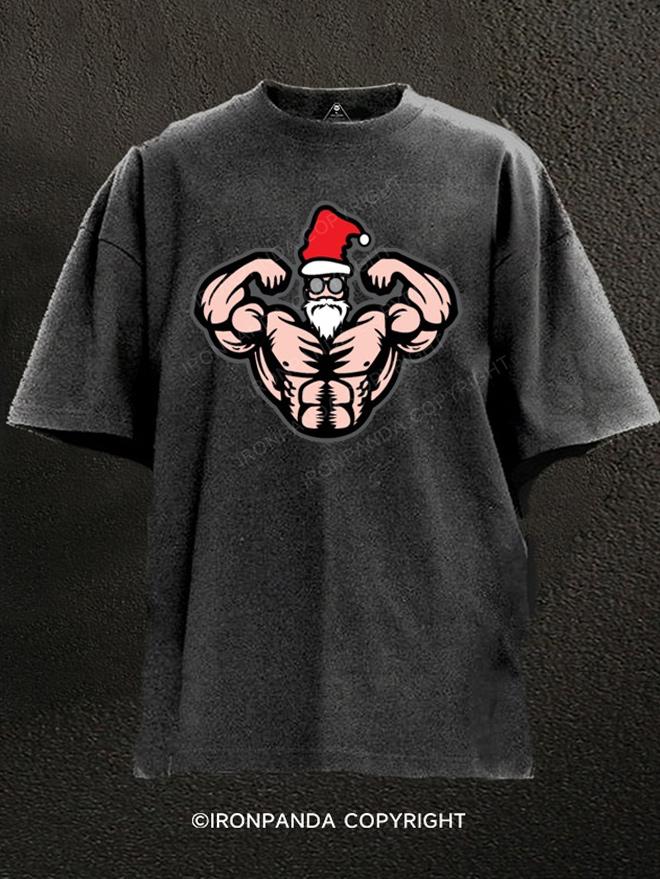 muscle Santa Claus Washed Gym Shirt