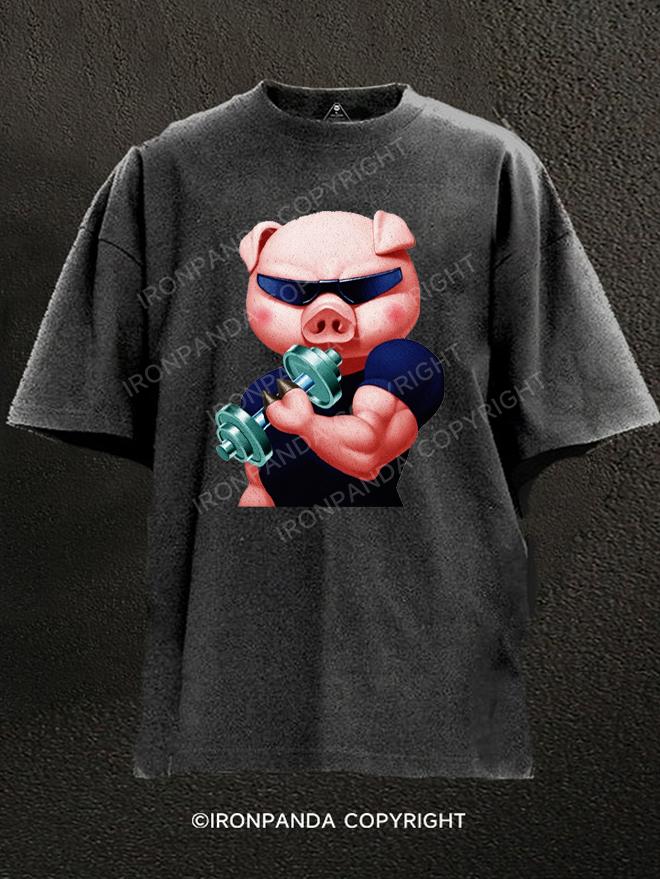 Muscular pig Washed Gym Shirt